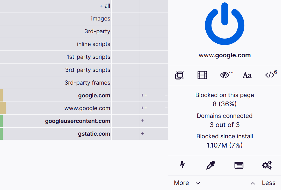 uBlock Origin UI